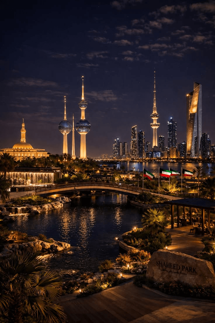 Gulf city lights at night