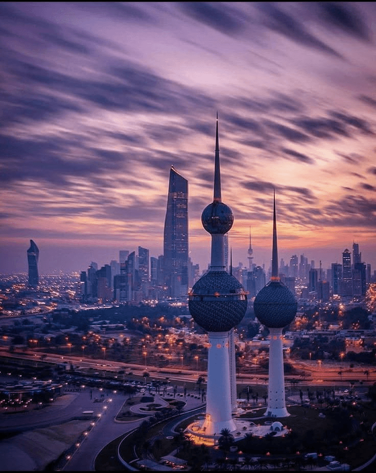 Kuwait skyline at dusk